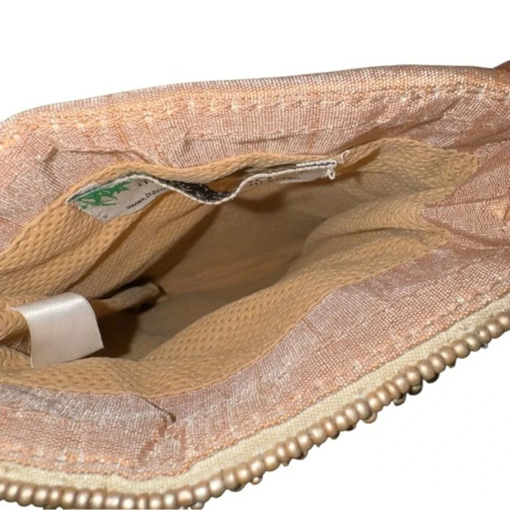 4/$40 Geometric Cream‎ and Gold Beaded Beaded Crossbody or Hand Bag